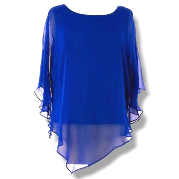 💎Like New! Gorgeous Layered, Floaty Top in Dark Blue by Dana Buchman - Picture 2 of 6